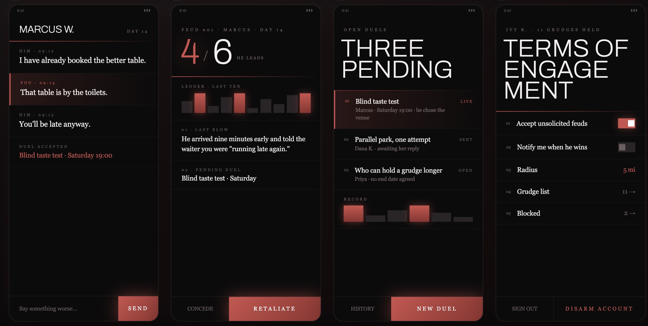 Nemesis app in dark mode