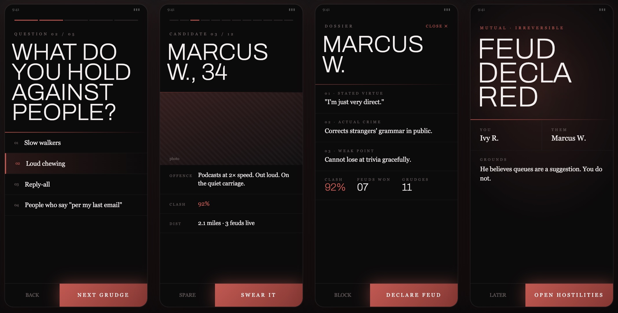 Nemesis onboarding in dark mode