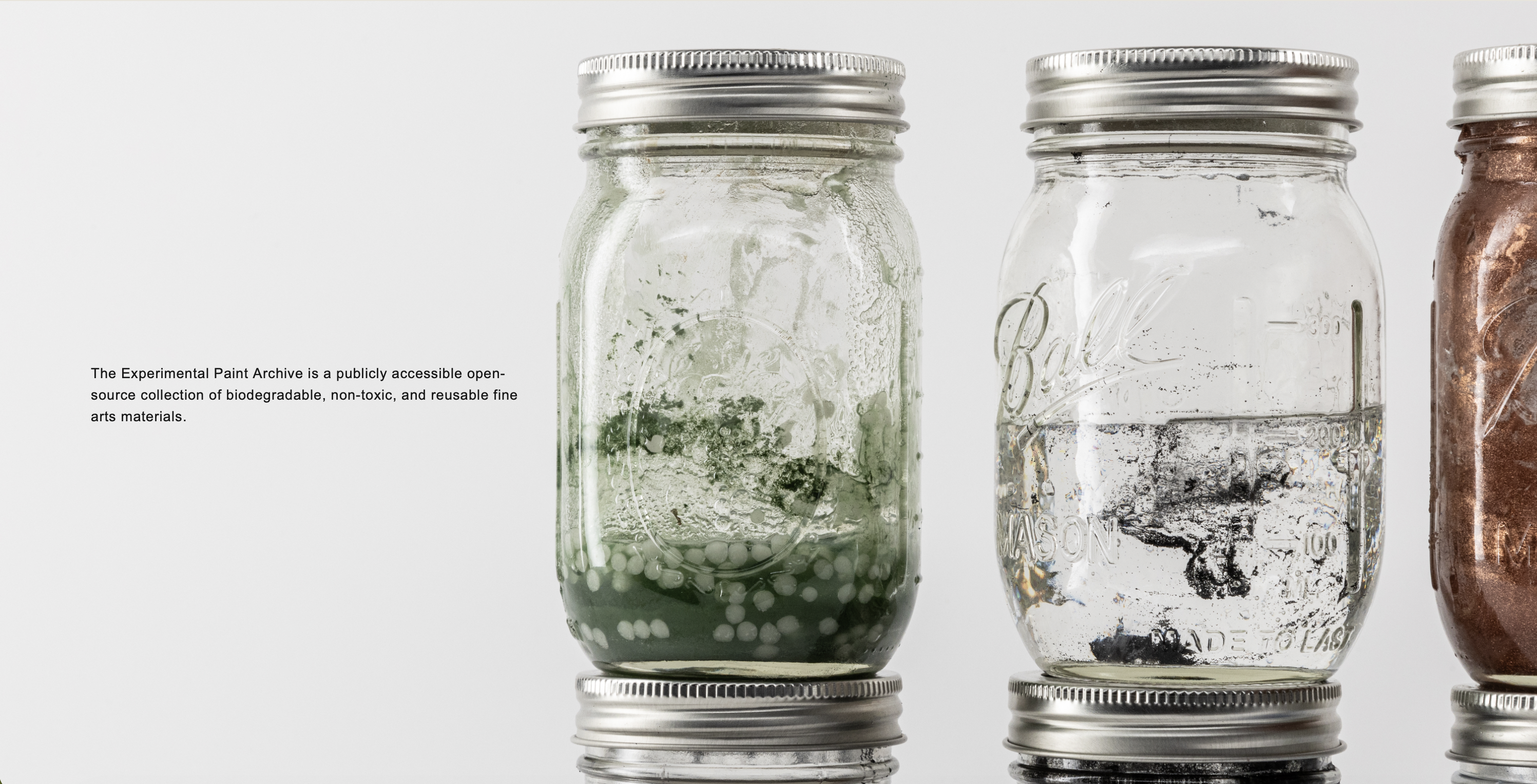 Experimental Paint Archive — jars of biomaterial paint samples